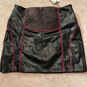 Zara black and pink leather mini skirt New